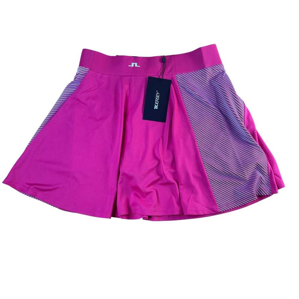 J.Lindeberg Women's Maya Golf Skirt Pink Peacock Stripes